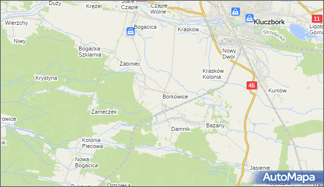 mapa Borkowice gmina Kluczbork, Borkowice gmina Kluczbork na mapie Targeo