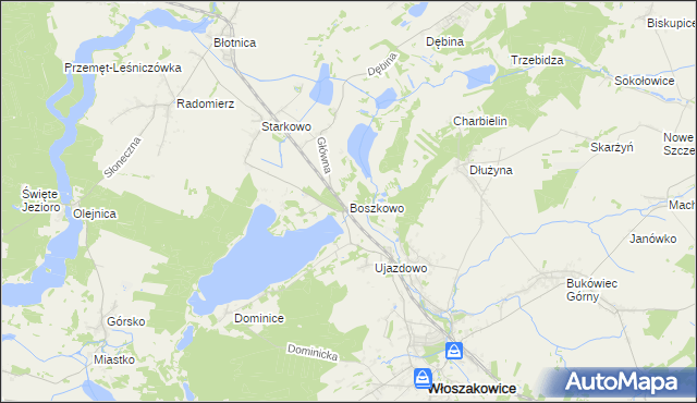 mapa Boszkowo, Boszkowo na mapie Targeo