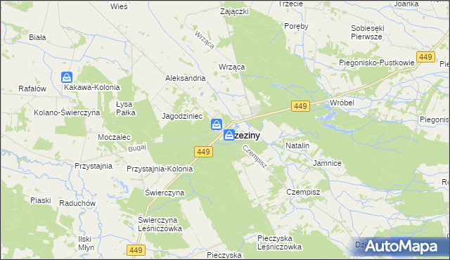 mapa Brzeziny powiat kaliski, Brzeziny powiat kaliski na mapie Targeo