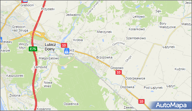 mapa Brzozówka gmina Obrowo, Brzozówka gmina Obrowo na mapie Targeo