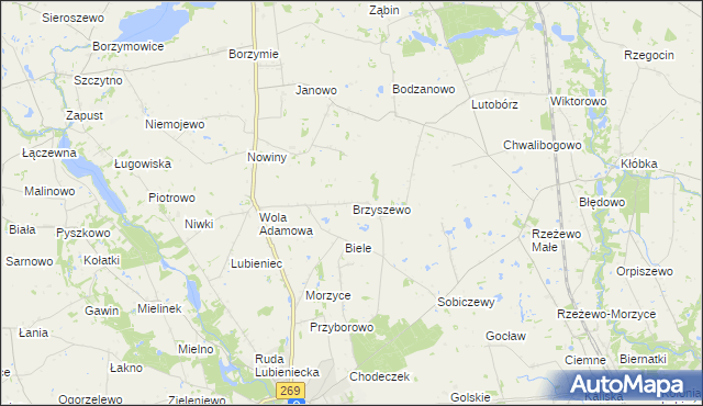 mapa Brzyszewo, Brzyszewo na mapie Targeo