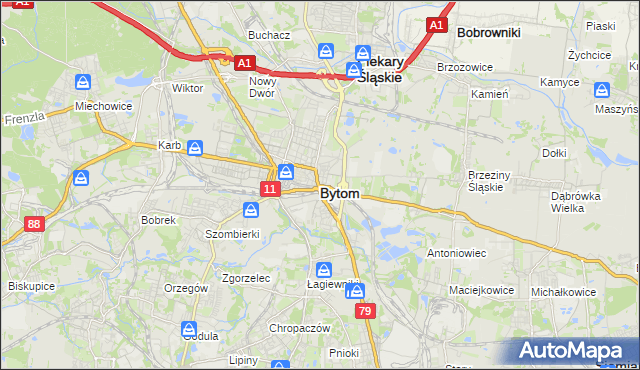 mapa Bytomia, Bytom na mapie Targeo