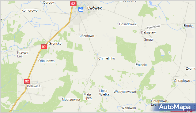 mapa Chmielinko, Chmielinko na mapie Targeo