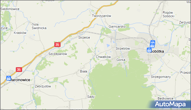 mapa Chwałków, Chwałków na mapie Targeo