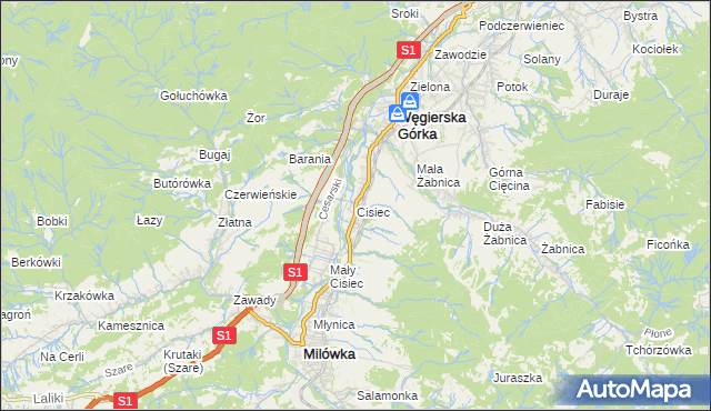 mapa Cisiec, Cisiec na mapie Targeo