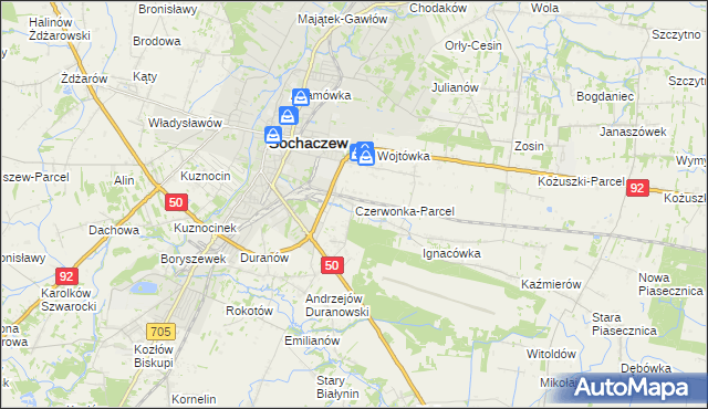 mapa Czerwonka-Parcel, Czerwonka-Parcel na mapie Targeo