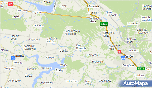 mapa Doły Biskupie, Doły Biskupie na mapie Targeo