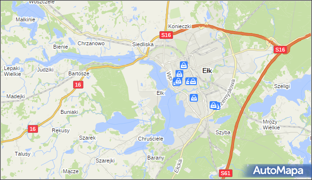mapa Ełk powiat ełcki, Ełk powiat ełcki na mapie Targeo