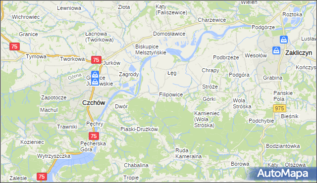 mapa Filipowice gmina Zakliczyn, Filipowice gmina Zakliczyn na mapie Targeo