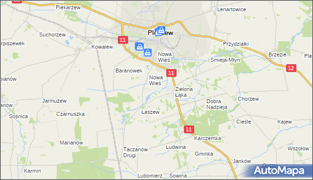 mapa Folusz gmina Pleszew, Folusz gmina Pleszew na mapie Targeo