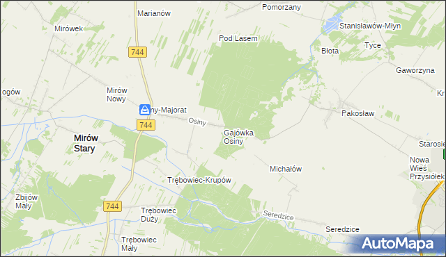 mapa Gajówka Osiny gmina Iłża, Gajówka Osiny gmina Iłża na mapie Targeo