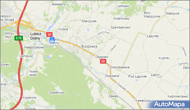 mapa Głogowo, Głogowo na mapie Targeo