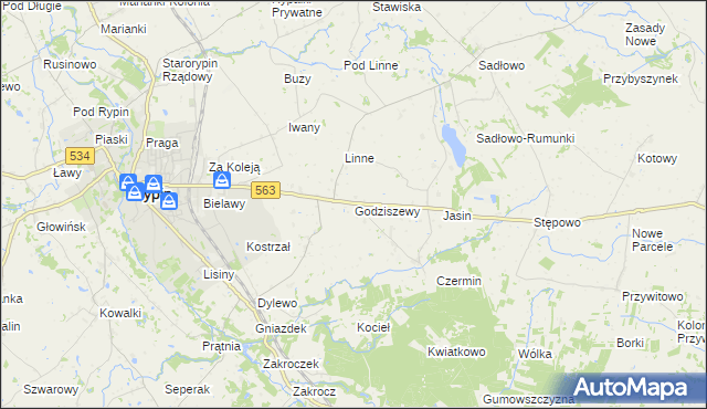 mapa Godziszewy, Godziszewy na mapie Targeo