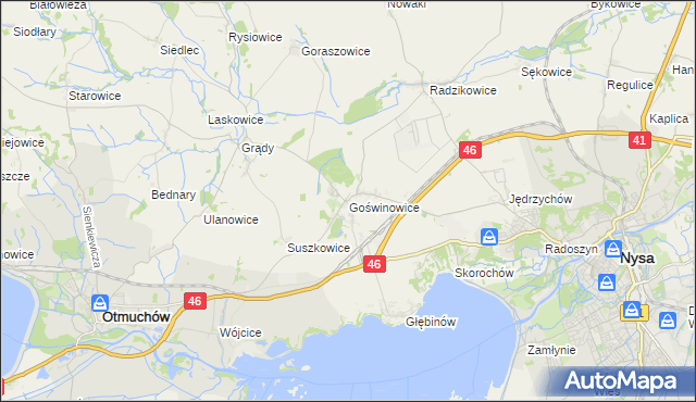 mapa Goświnowice, Goświnowice na mapie Targeo