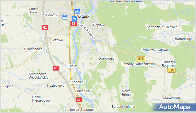 mapa Grabówiec gmina Pułtusk, Grabówiec gmina Pułtusk na mapie Targeo
