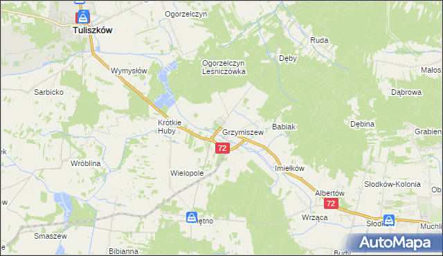 mapa Grzymiszew, Grzymiszew na mapie Targeo