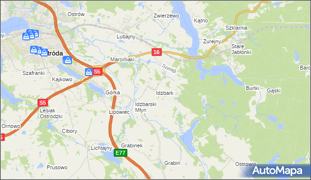 mapa Idzbark, Idzbark na mapie Targeo
