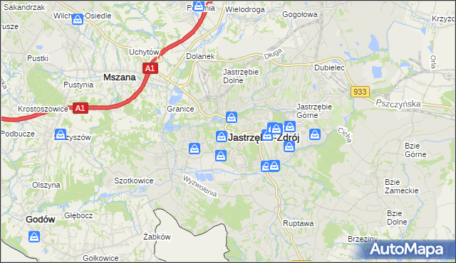 mapa Jastrzębie-Zdrój, Jastrzębie-Zdrój na mapie Targeo
