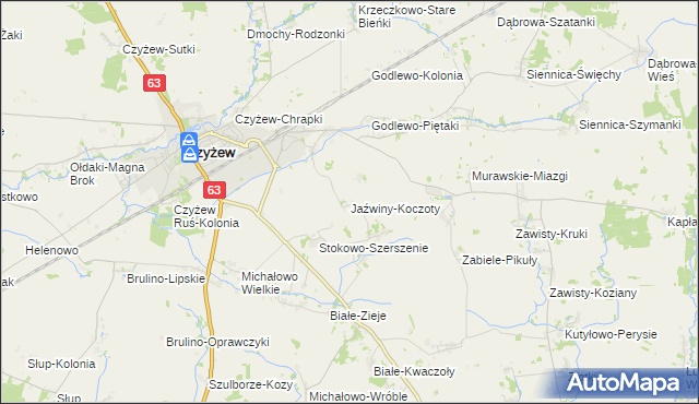 mapa Jaźwiny-Koczoty, Jaźwiny-Koczoty na mapie Targeo