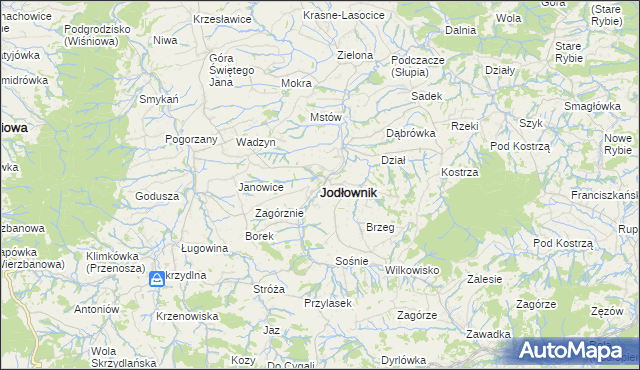 mapa Jodłownik, Jodłownik na mapie Targeo