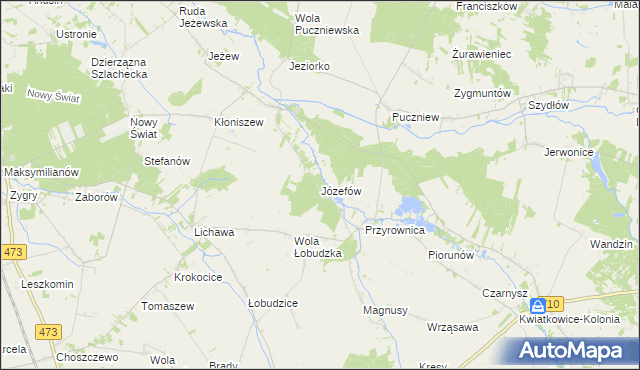 mapa Józefów gmina Zadzim, Józefów gmina Zadzim na mapie Targeo