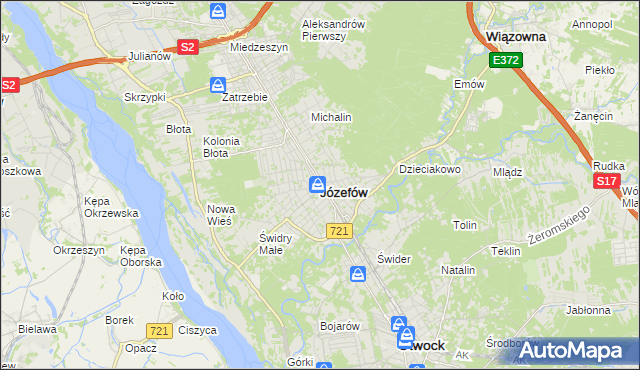mapa Józefów powiat otwocki, Józefów powiat otwocki na mapie Targeo