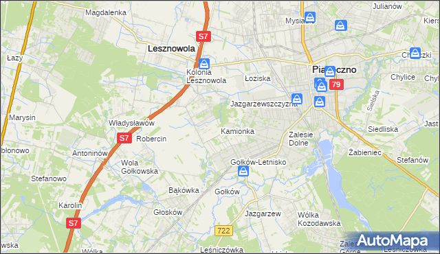 mapa Kamionka gmina Piaseczno, Kamionka gmina Piaseczno na mapie Targeo