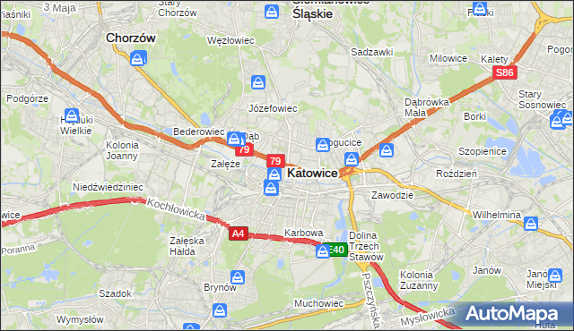 mapa Katowic, Katowice na mapie Targeo