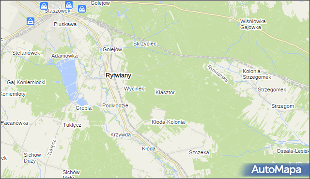 mapa Klasztor gmina Rytwiany, Klasztor gmina Rytwiany na mapie Targeo