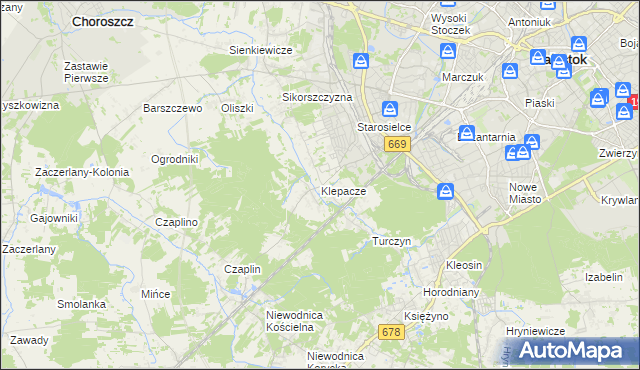 mapa Klepacze gmina Choroszcz, Klepacze gmina Choroszcz na mapie Targeo