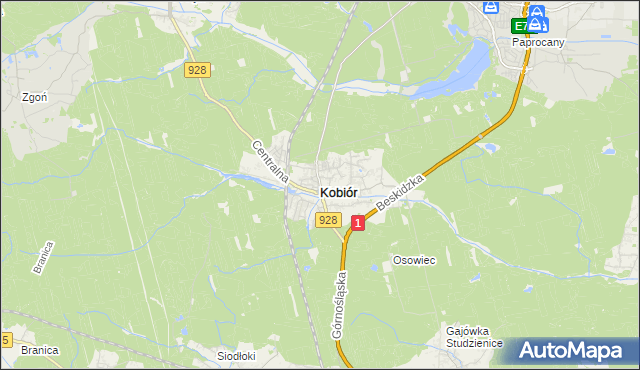mapa Kobiór, Kobiór na mapie Targeo