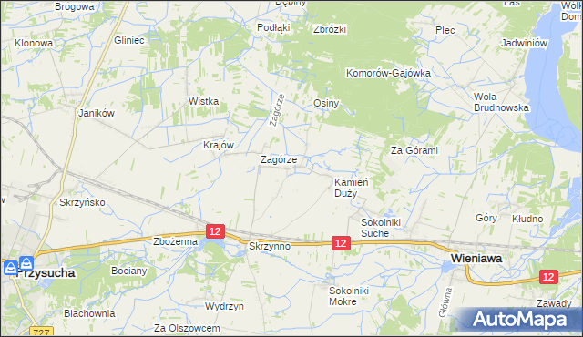 mapa Komorów gmina Wieniawa, Komorów gmina Wieniawa na mapie Targeo