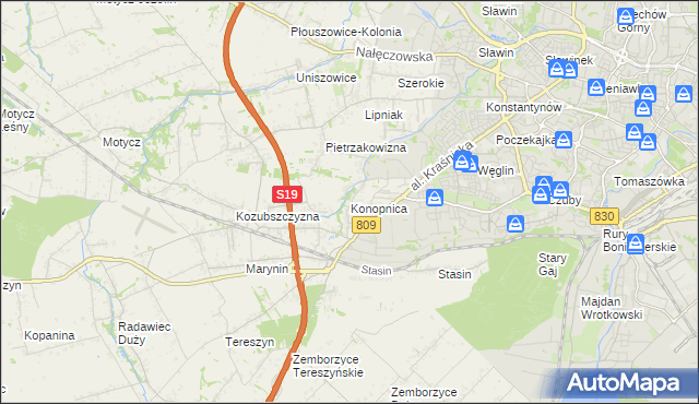 mapa Konopnica powiat lubelski, Konopnica powiat lubelski na mapie Targeo
