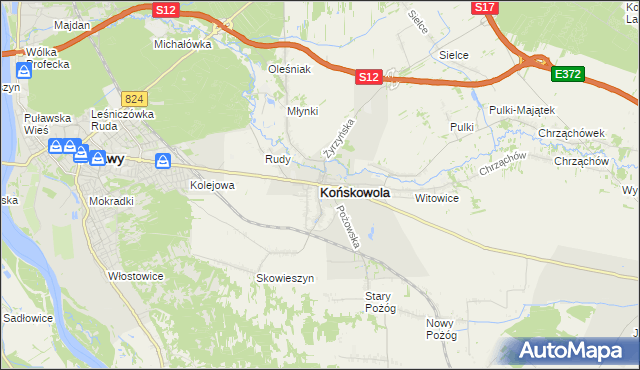mapa Końskowola, Końskowola na mapie Targeo