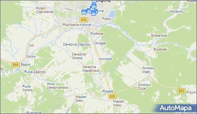 mapa Korczów, Korczów na mapie Targeo