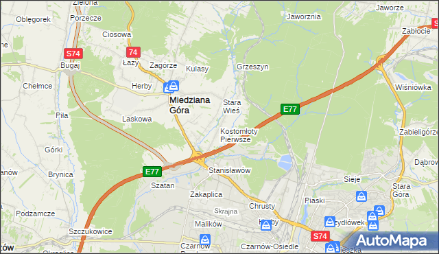 mapa Kostomłoty Pierwsze, Kostomłoty Pierwsze na mapie Targeo