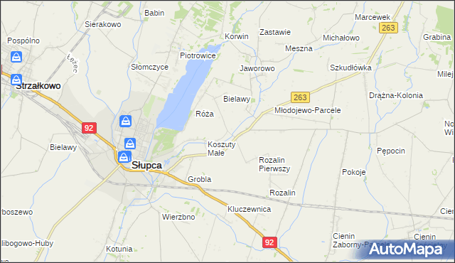 mapa Koszuty-Parcele, Koszuty-Parcele na mapie Targeo