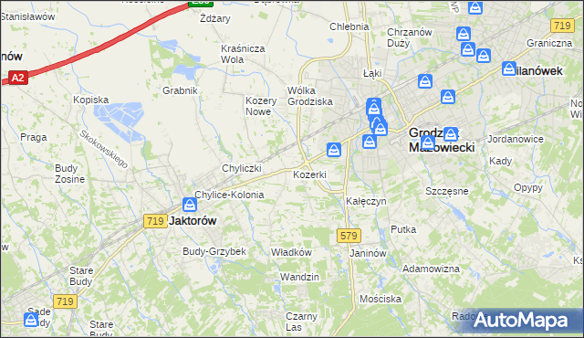 mapa Kozerki, Kozerki na mapie Targeo