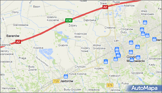 mapa Kozery Nowe, Kozery Nowe na mapie Targeo