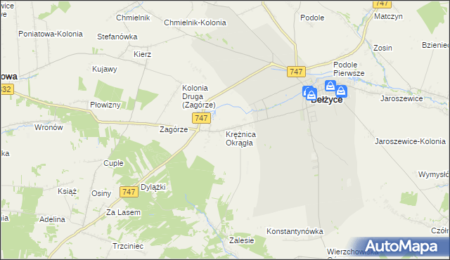 mapa Krężnica Okrągła, Krężnica Okrągła na mapie Targeo