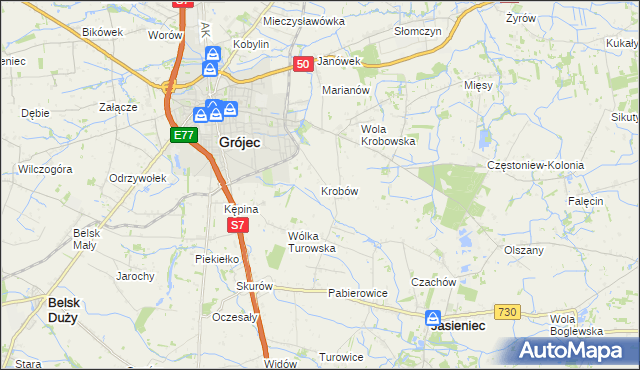 mapa Krobów, Krobów na mapie Targeo