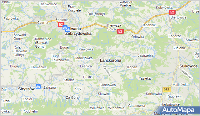 mapa Lanckorona, Lanckorona na mapie Targeo