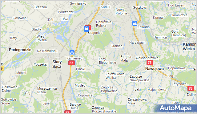 mapa Łazy Biegonickie, Łazy Biegonickie na mapie Targeo