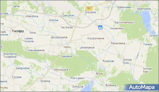mapa Lenartowice gmina Staszów, Lenartowice gmina Staszów na mapie Targeo