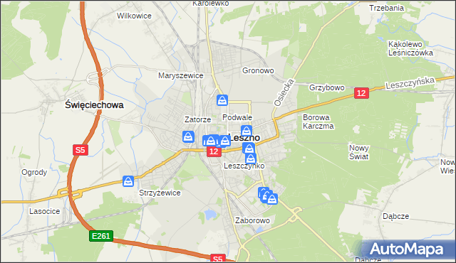 mapa Leszno, Leszno na mapie Targeo