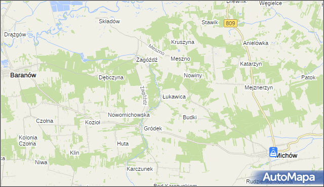 mapa Łukawica gmina Baranów, Łukawica gmina Baranów na mapie Targeo
