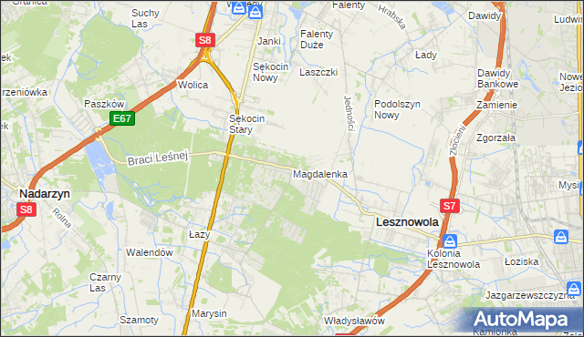 mapa Magdalenka gmina Lesznowola, Magdalenka gmina Lesznowola na mapie Targeo