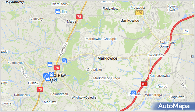 mapa Marklowice, Marklowice na mapie Targeo