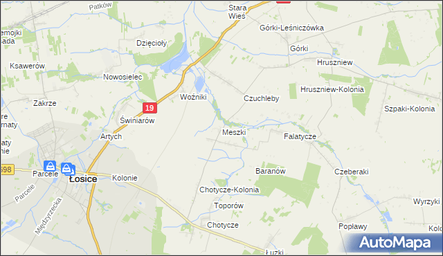 mapa Meszki, Meszki na mapie Targeo