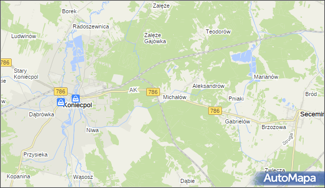 mapa Michałów gmina Koniecpol, Michałów gmina Koniecpol na mapie Targeo